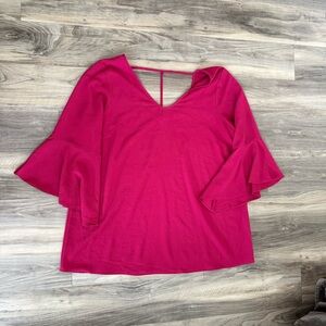 Moa Moa Fuchsia Flare Sleeve Blouse